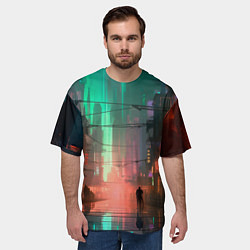 Футболка оверсайз мужская Кибер город будущего, цвет: 3D-принт — фото 2