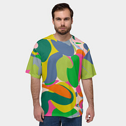 Футболка оверсайз мужская Краски абстрактные линии, цвет: 3D-принт — фото 2