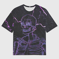 Футболка оверсайз мужская Неоновый скелет и молнии, цвет: 3D-принт
