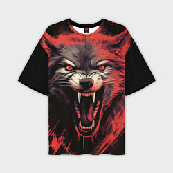 Мужская футболка оверсайз Злой волк