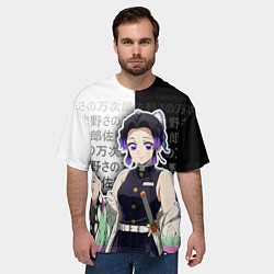 Футболка оверсайз мужская Шинобу кочо - иероглифы, цвет: 3D-принт — фото 2