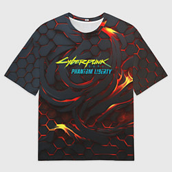 Мужская футболка оверсайз Cyberpunk 2077 phantom liberty fire