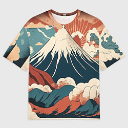 Футболка оверсайз мужская Ретро Фудзияма, цвет: 3D-принт