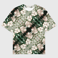 Футболка оверсайз мужская Нежные розовые цветочки, цвет: 3D-принт