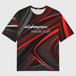 Мужская футболка оверсайз Cyberpunk 2077 phantom liberty silver logo