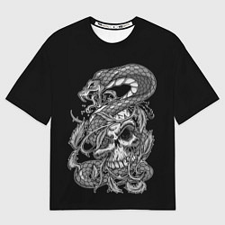 Футболка оверсайз мужская Cobra and skull, цвет: 3D-принт