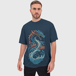 Футболка оверсайз мужская Синий дракон от нейросети, цвет: 3D-принт — фото 2