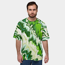 Футболка оверсайз мужская Зеленые штрихи, цвет: 3D-принт — фото 2