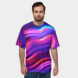 Футболка оверсайз мужская Неоновые волны, цвет: 3D-принт — фото 2
