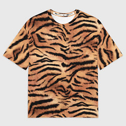 Футболка оверсайз мужская Полосатая шкура тигра, цвет: 3D-принт
