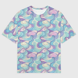 Футболка оверсайз мужская Абстрактные светлые волны, цвет: 3D-принт