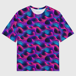 Футболка оверсайз мужская Абстракция паттерн фиолетовые цвета, цвет: 3D-принт