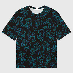 Мужская футболка оверсайз Соник паттерн