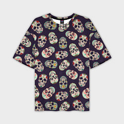 Мужская футболка оверсайз Узор с черепами Pattern with skulls