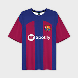 Футболка оверсайз мужская Лионель Месси Барселона форма 2324 домашняя, цвет: 3D-принт