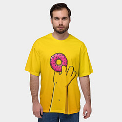 Футболка оверсайз мужская Гомер и пончик, цвет: 3D-принт — фото 2