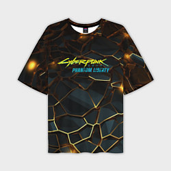 Мужская футболка оверсайз Cyberpunk 2077 phantom liberty gold abstract