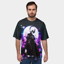 Футболка оверсайз мужская Nier automata 2b neon, цвет: 3D-принт — фото 2