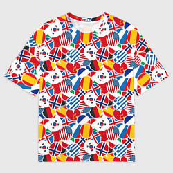 Футболка оверсайз мужская Флаги стран мира, цвет: 3D-принт