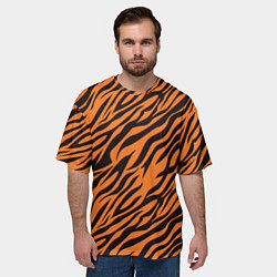 Футболка оверсайз мужская Полоски тигра - tiger, цвет: 3D-принт — фото 2