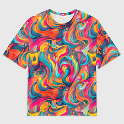 Футболка оверсайз мужская Разноцветные мазки красок, цвет: 3D-принт