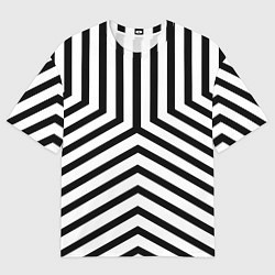 Футболка оверсайз мужская Черно-белые полосы в узоре, цвет: 3D-принт