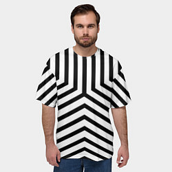 Футболка оверсайз мужская Черно-белые полосы в узоре, цвет: 3D-принт — фото 2