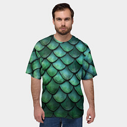 Футболка оверсайз мужская Чешуя зелёного дракона, цвет: 3D-принт — фото 2