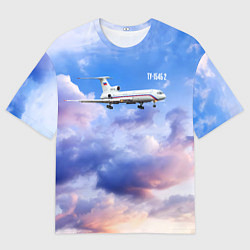 Мужская футболка оверсайз Ту-154 Розовый закат
