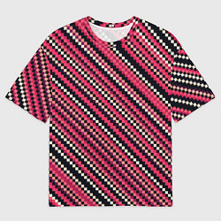 Футболка оверсайз мужская Полосы пиксели красный, цвет: 3D-принт