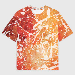 Мужская футболка оверсайз Текстура - White on orange
