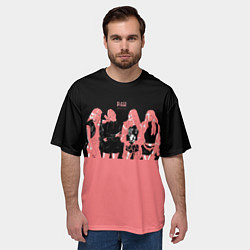 Футболка оверсайз мужская BLACK PINK на черно-розовом, цвет: 3D-принт — фото 2