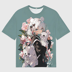 Футболка оверсайз мужская Нежная девочка аниме с ушками, цвет: 3D-принт