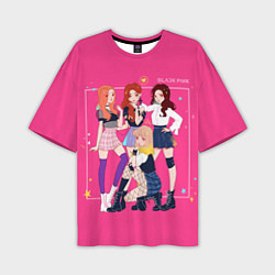 Мужская футболка оверсайз Blackpink anime poster