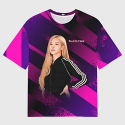 Мужская футболка оверсайз Роза блэкпинк фиолетовый