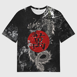 Мужская футболка оверсайз Dragon - black grunge