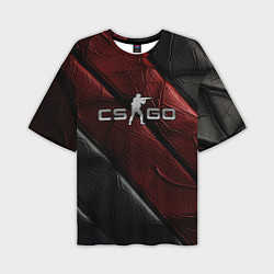 Мужская футболка оверсайз CS GO dark red texture