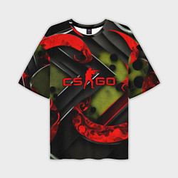 Мужская футболка оверсайз CS GO abstract green red