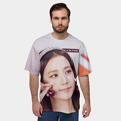 Футболка оверсайз мужская Джису с черешней блэкпинк, цвет: 3D-принт — фото 2