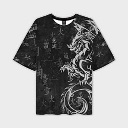 Мужская футболка оверсайз White dragon - grunge