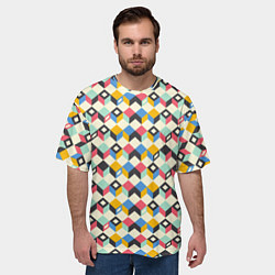 Футболка оверсайз мужская Абстракция из цветных кубиков, цвет: 3D-принт — фото 2