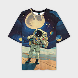 Мужская футболка оверсайз Космонавт в ледяной пустыне