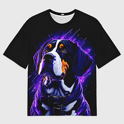 Мужская футболка оверсайз Бигль - фиолетовый неон