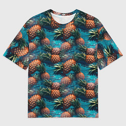 Мужская футболка оверсайз Ананасы в воде