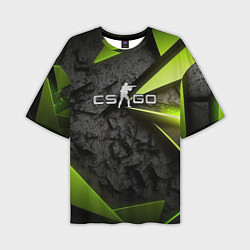 Мужская футболка оверсайз CS GO green black abstract