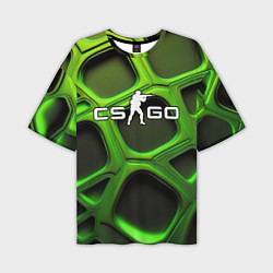 Мужская футболка оверсайз CS GO объемные зеленые соты
