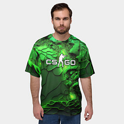 Футболка оверсайз мужская CS GO green abstract, цвет: 3D-принт — фото 2