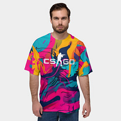 Футболка оверсайз мужская Counter Strike Go Logo Color, цвет: 3D-принт — фото 2