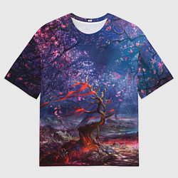 Футболка оверсайз мужская Магический лес при луне, цвет: 3D-принт