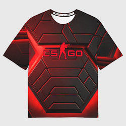 Футболка оверсайз мужская Red neon CS GO, цвет: 3D-принт